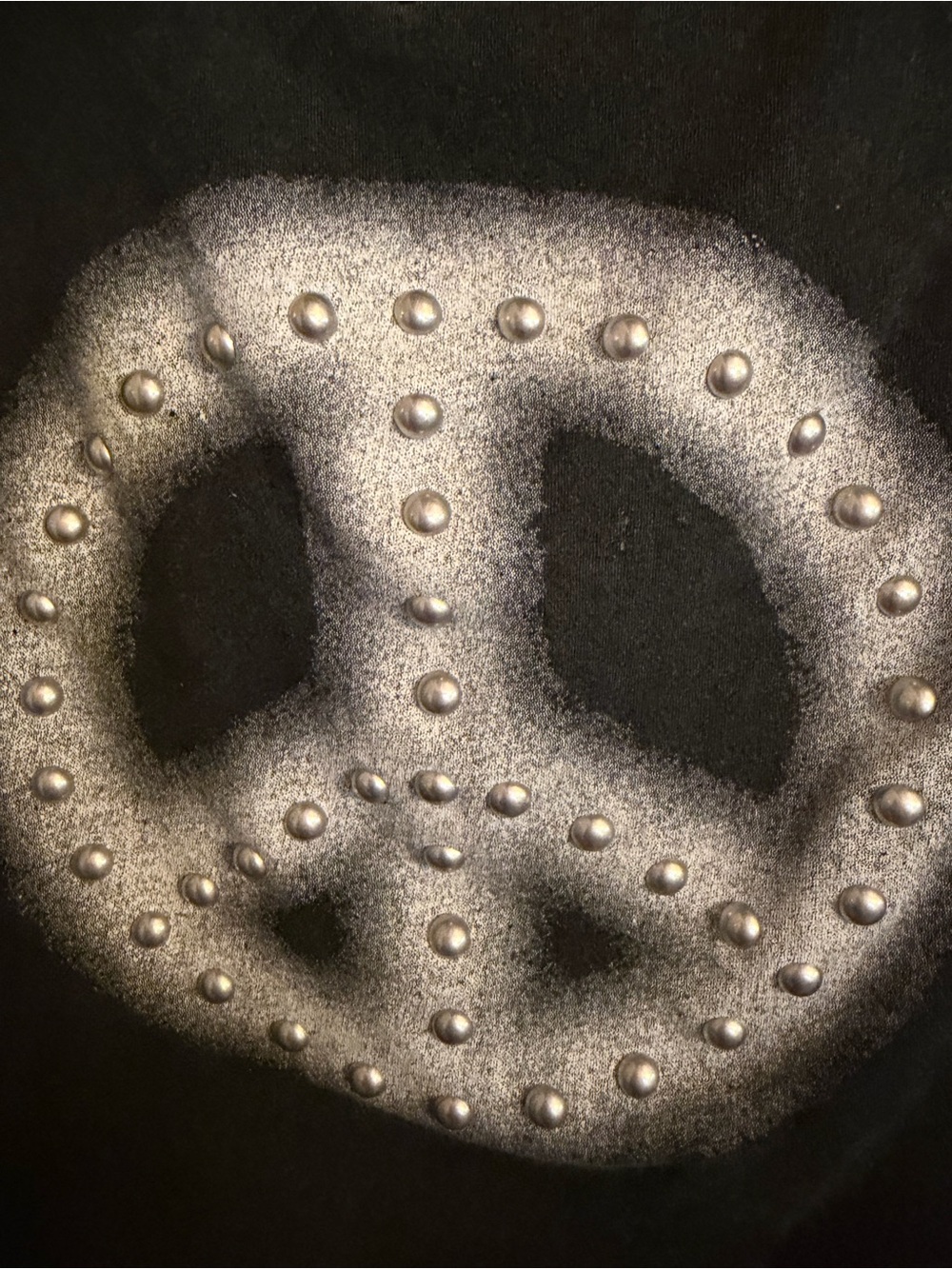 POL Washed Black V-Neck Tee with Studded Peace Graphic - Picture 2 of 5
